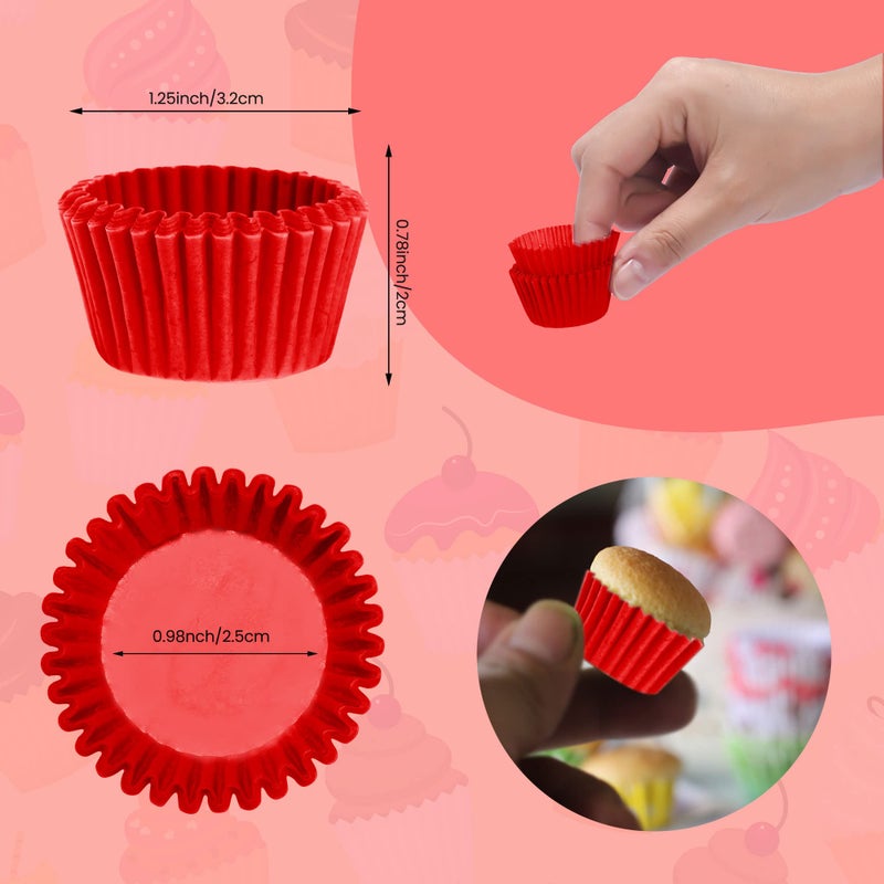 NUOMI Mini Cupcake Liners 1 Inch Paper Cupcake Wrappers Baking Cups Small Muffin Liners 1000 Pieces Dessert Wrappers for Christmas Festival, Wine Red - Image 3